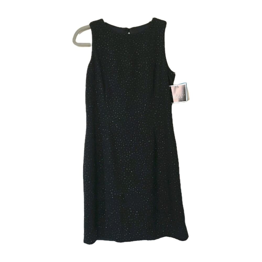 Vtg David Warren Black Mini Dress Womens 8P Polka Dot LBD 90s HOCO Prom NEW